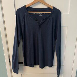 Mossimo Mens Cotton Blue Henley Long Sleeve Shirt